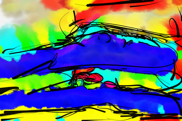 Abstract line art the 21st version 2 horizontal Print