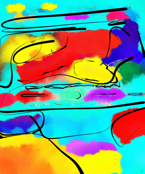 Abstract line art the 18  version 3 vertical Print