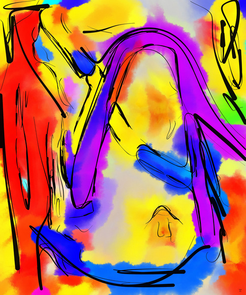 Abstract line art the 5th vertical Print